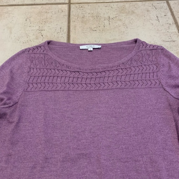 Cleo Petites Purple Knit Sweater with Yoke Detail - Size M/M - Picture 2 of 6